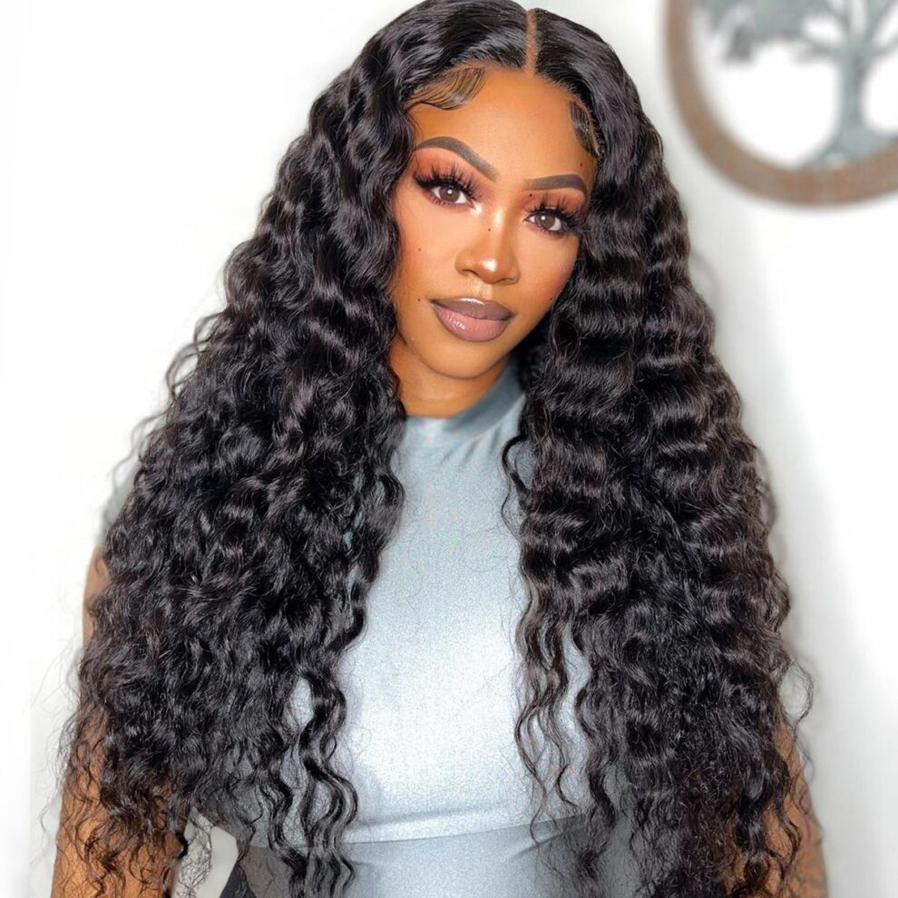 HD Lace Frontal Glueless Wig Pre Bleached Knots Loose Deep Wave Human Hair Wigs Tinashehair