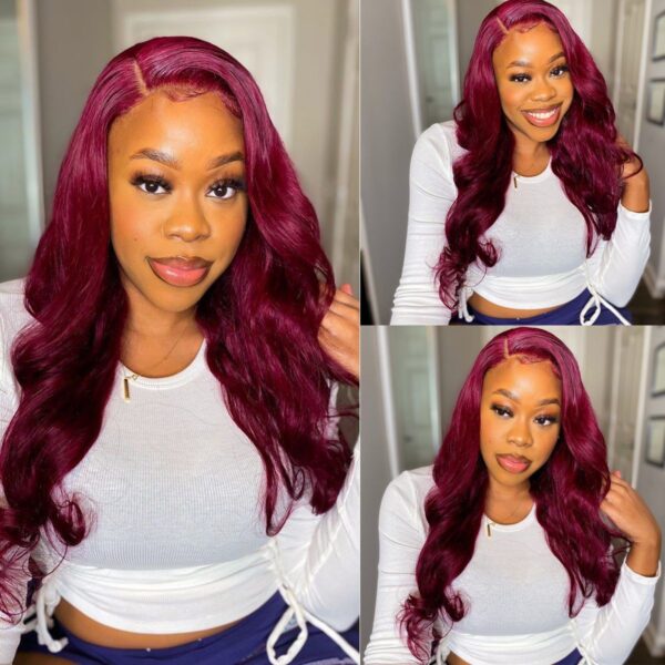 99J Color Burgundy Body Wave Wig Lace Front Wig | Tinashehair