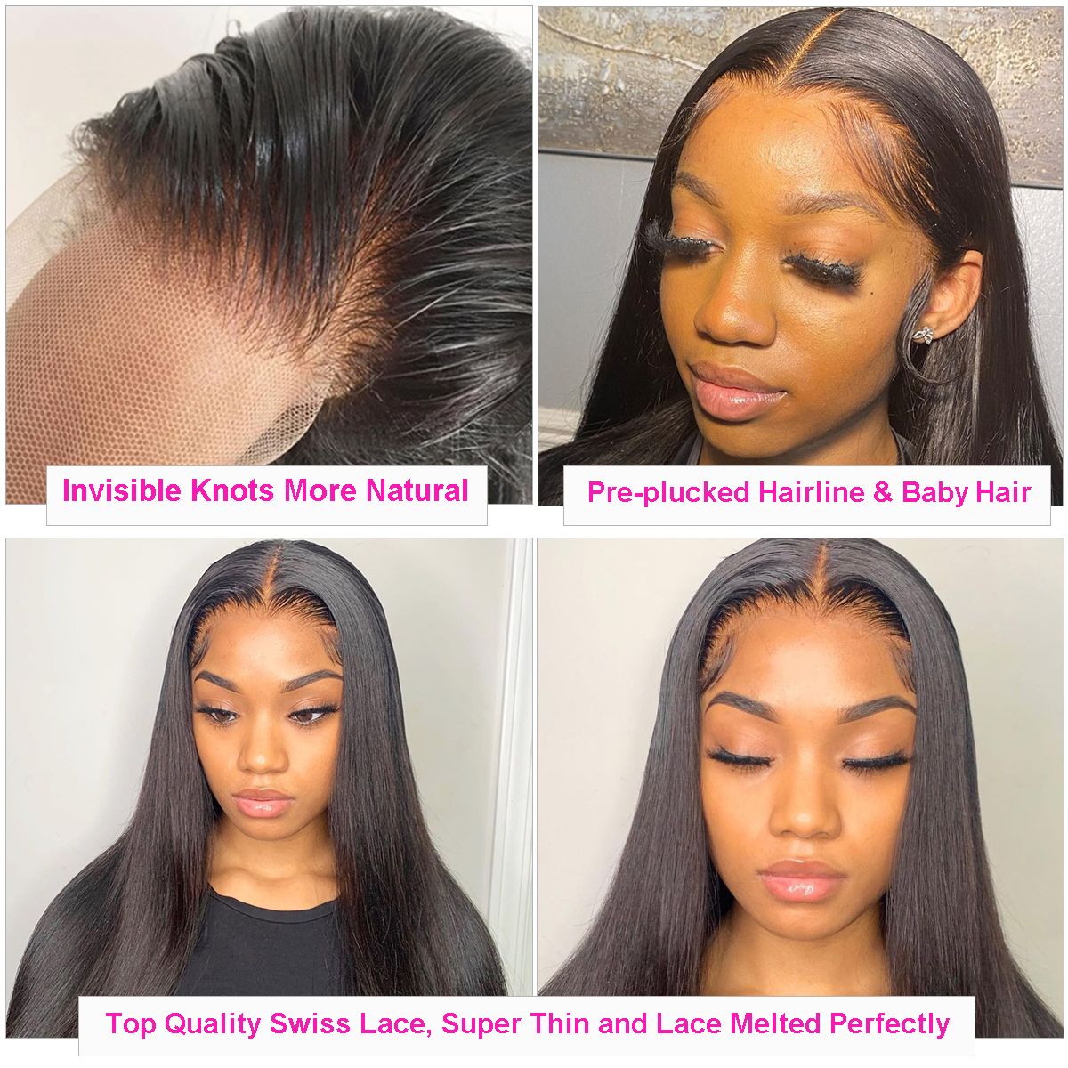 Straight 13x4 lace wig detail