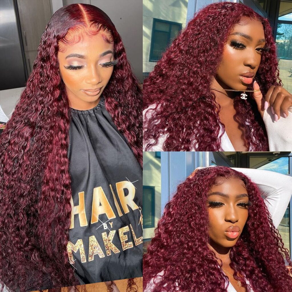 99j Burgundy Red Curly Wave 13x4 Undetectable Hd Lace Front Wig Tinashehair 