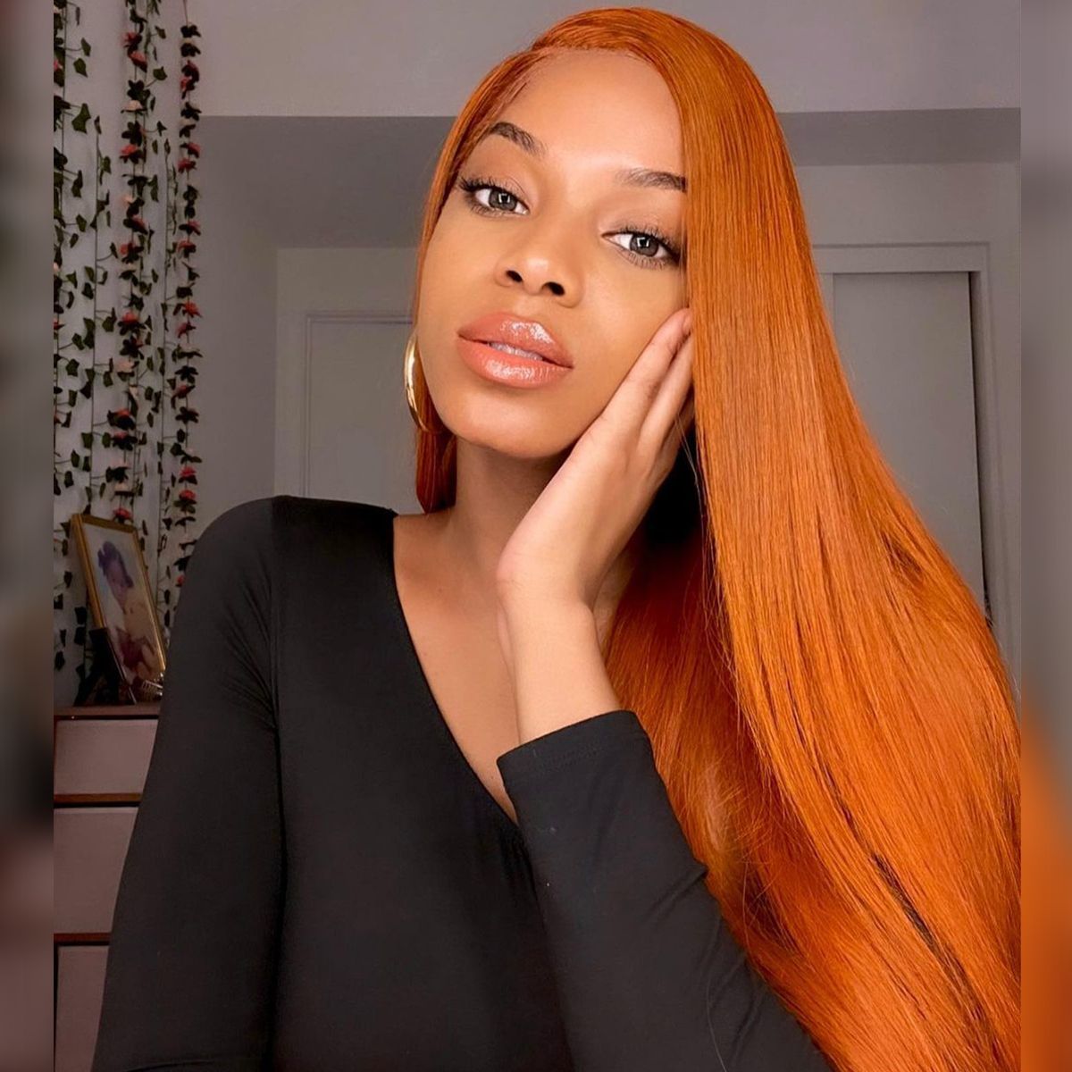 Ginger straight lace front wig