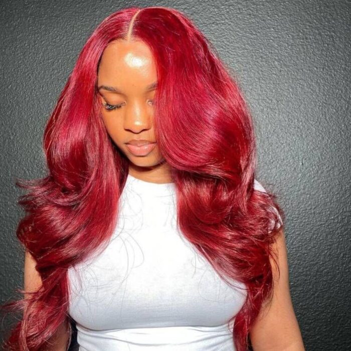 Red Body Wave Undetectable Lace Front Wig Human Hair Wigs | Tinashehair