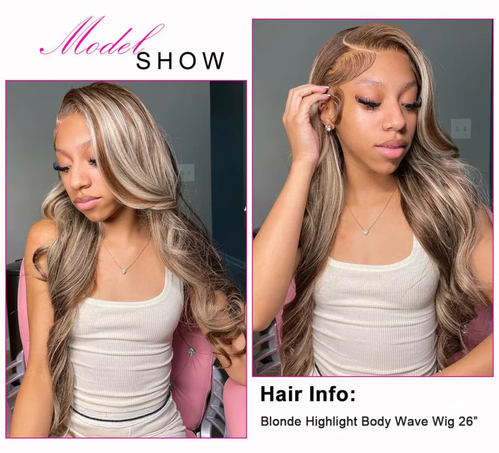Tinashe hair blonde highlight body wave wig
