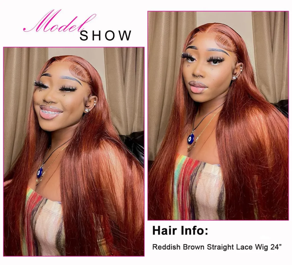 Tinashe hair reddish brown straight lace wig
