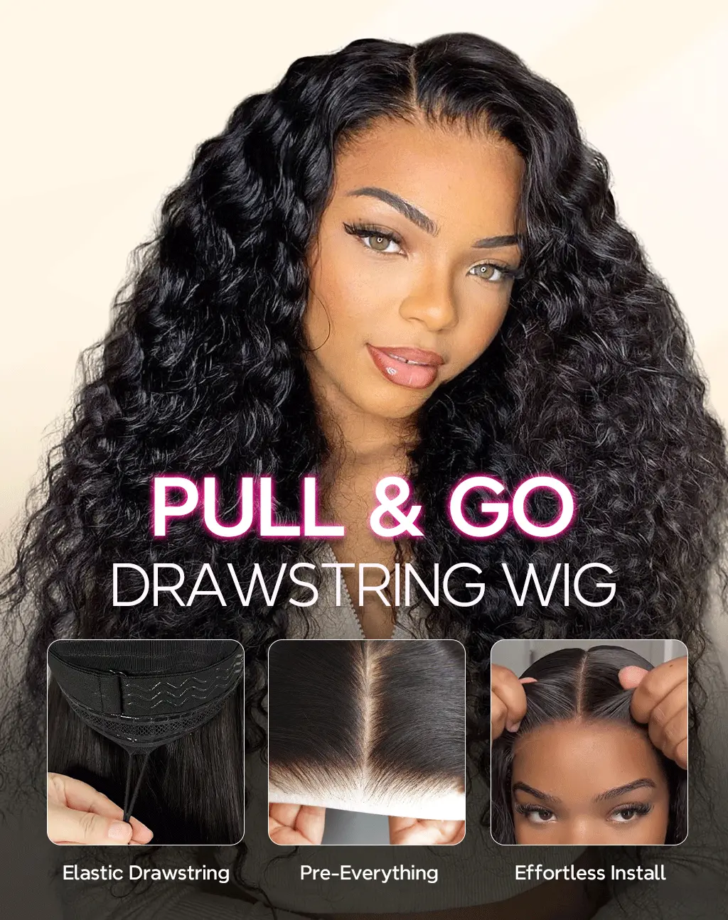 Tinashe hair pull go Deep wave wig detail