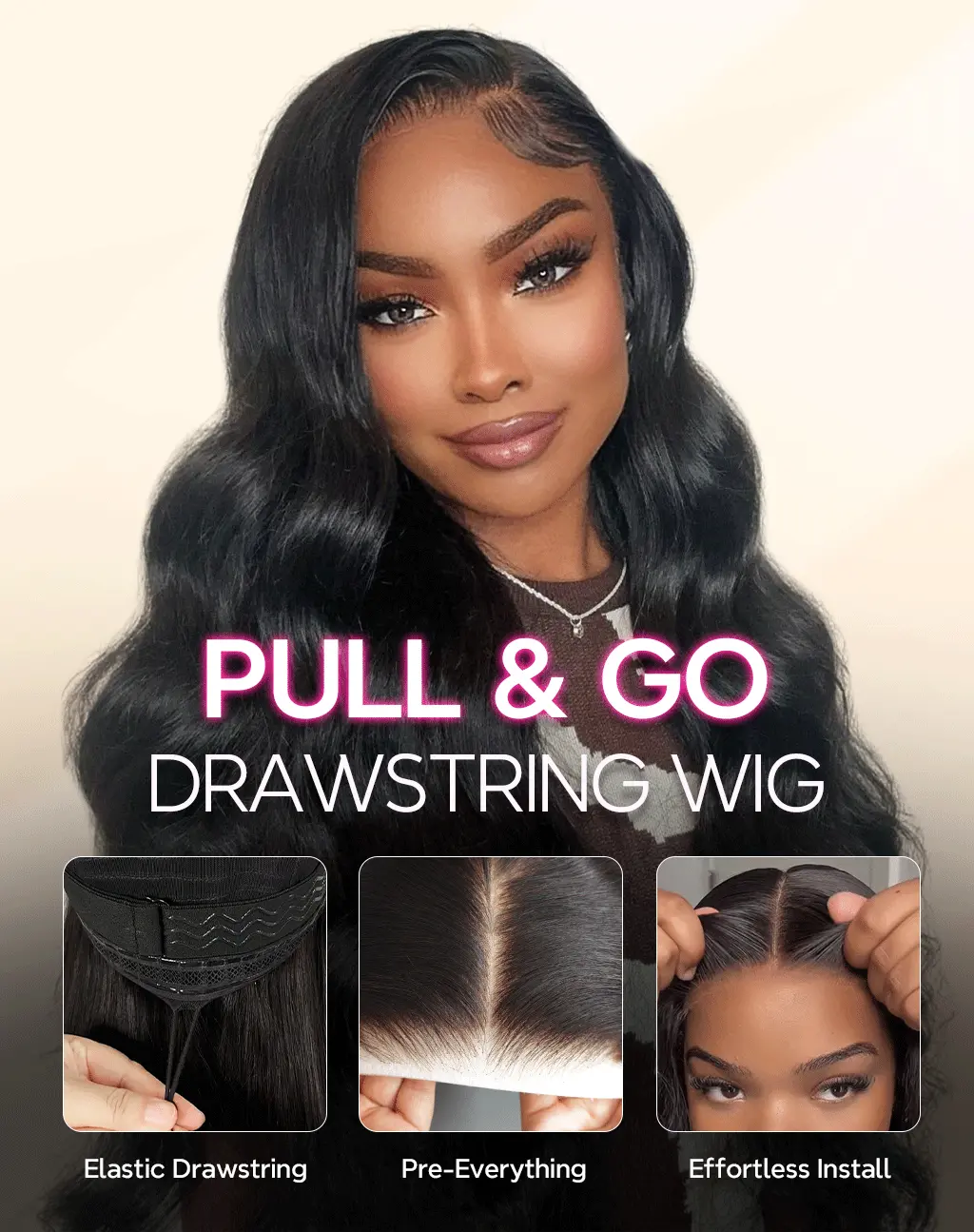 Tinashe hair pull go body wave wig detail