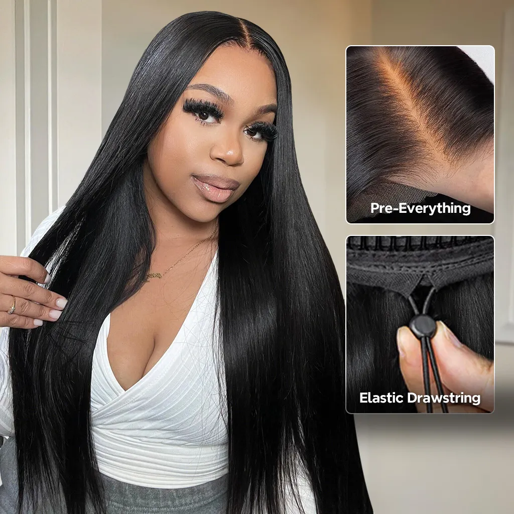 Tinashe Hair Pull & Go Glueless Wig 6x5 13x6 Straight Wig Invisi-Drawstring Pre-Everything Human Hair Wig - 18 inch - 13x6 Lace - 250%