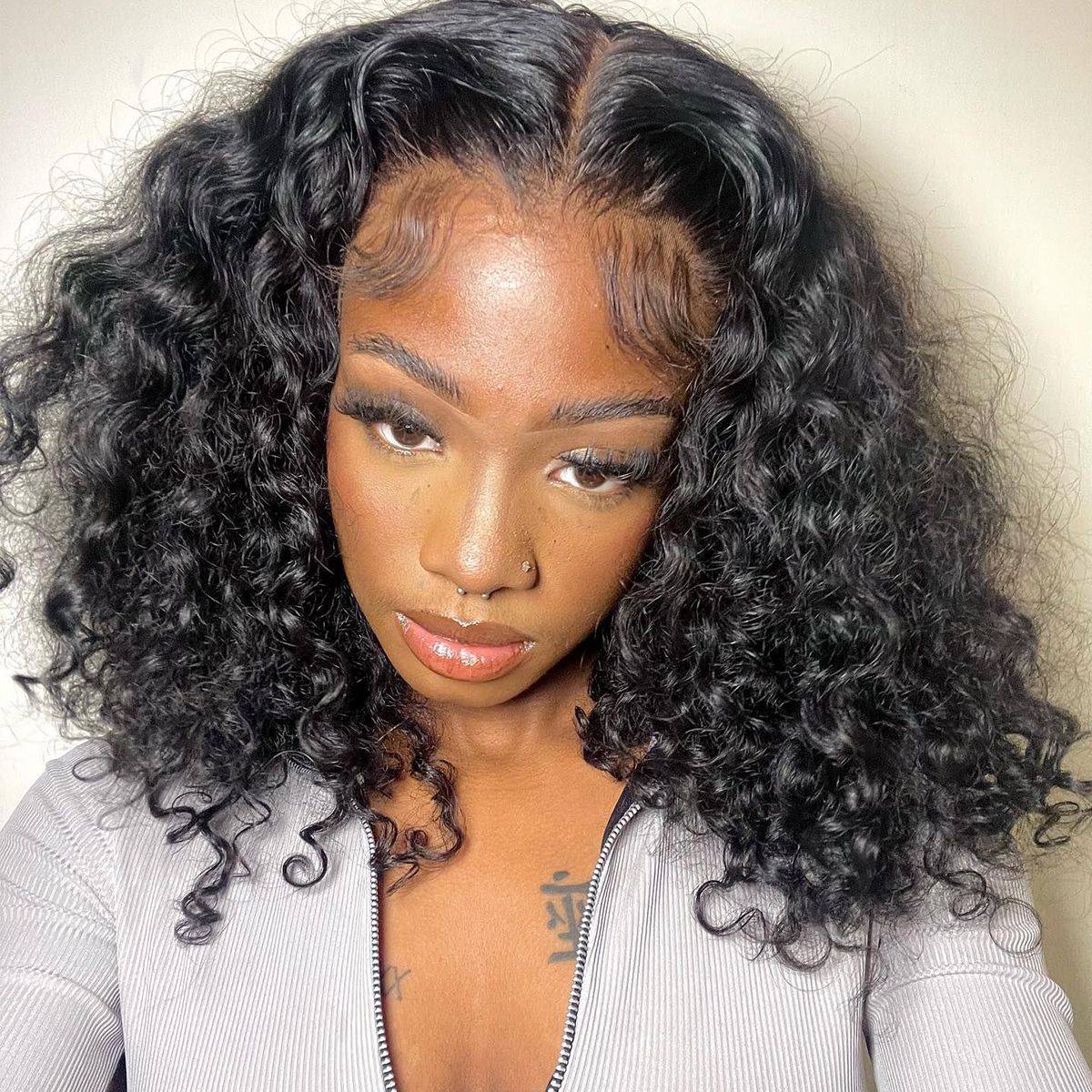 Big Curly Undetectable Lace Short Wig Deep Curly Glueless Lace Wig 180% ...