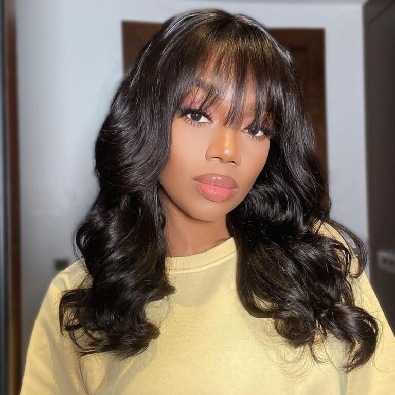 Wear Go Pre-Cut Lace Glueless Wig Body Wave Lace Wigs with Bangs ...