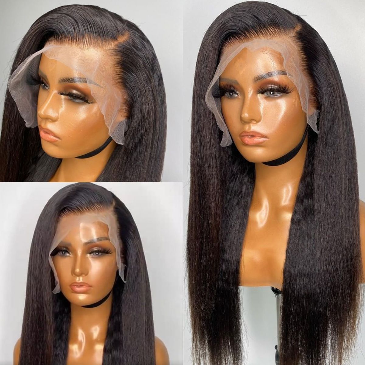 Kinky straight 13x4 glueless lace front wig