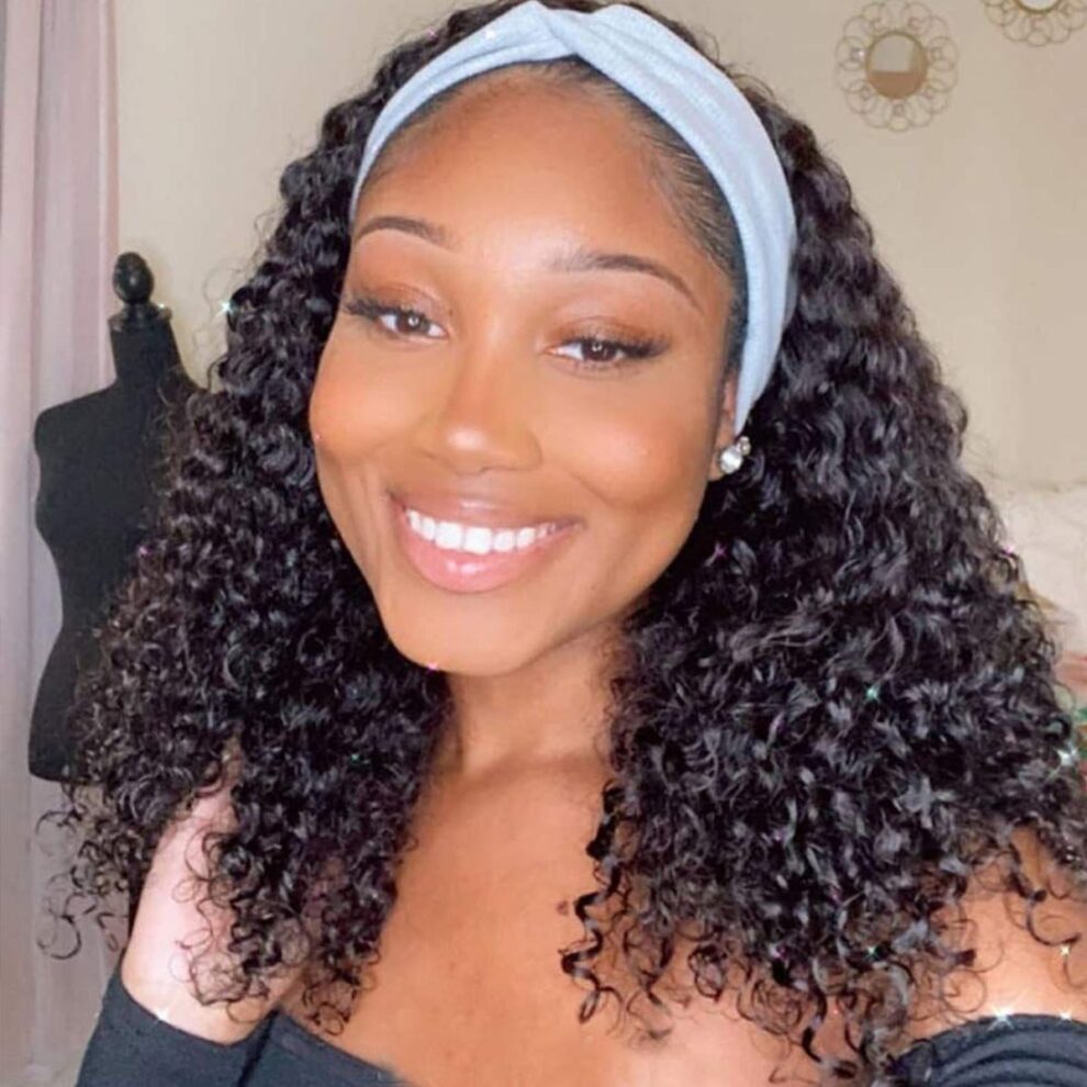 Headband Wig Deep Wave Shoulder Length Wig Tinashehair
