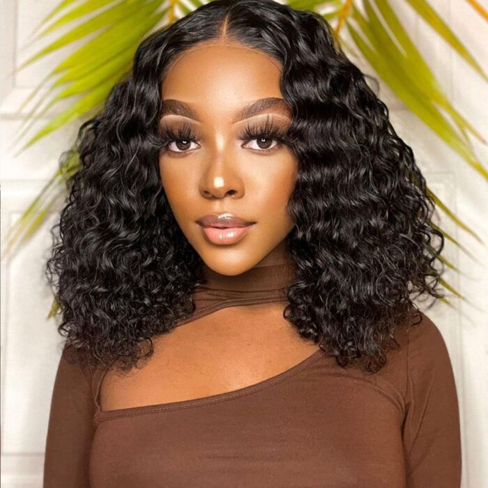 Water Wave Short Bob Wig Glueless 13x4 Lace Front Wig 150% | Tinashehair