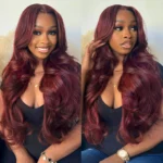 Tinashe hair dark burgundy layered loose wave wig