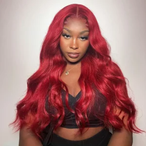Tinashe hair glueless red body wave wig (2)