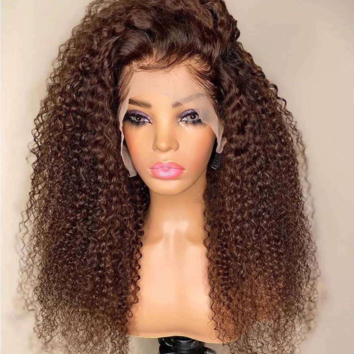 Brown curly lace wig (1)