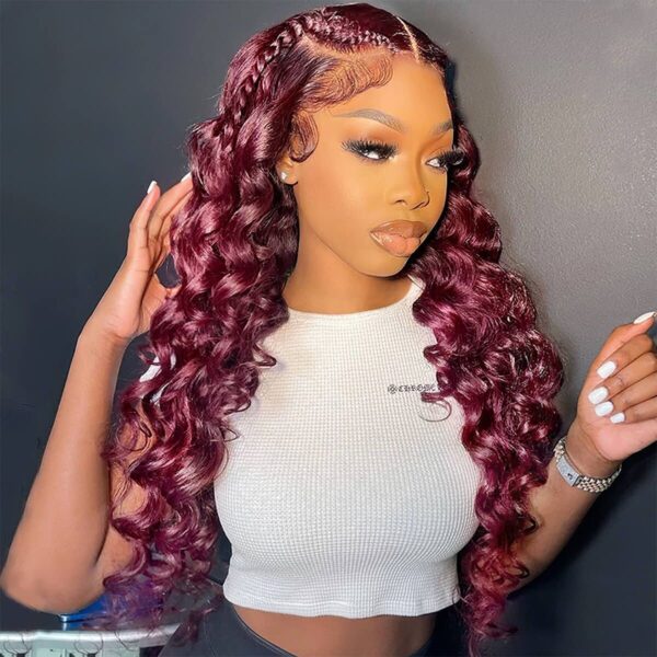 99J Burgundy Loose Deep 13x4 HD Lace Front Wig High 180% Density ...