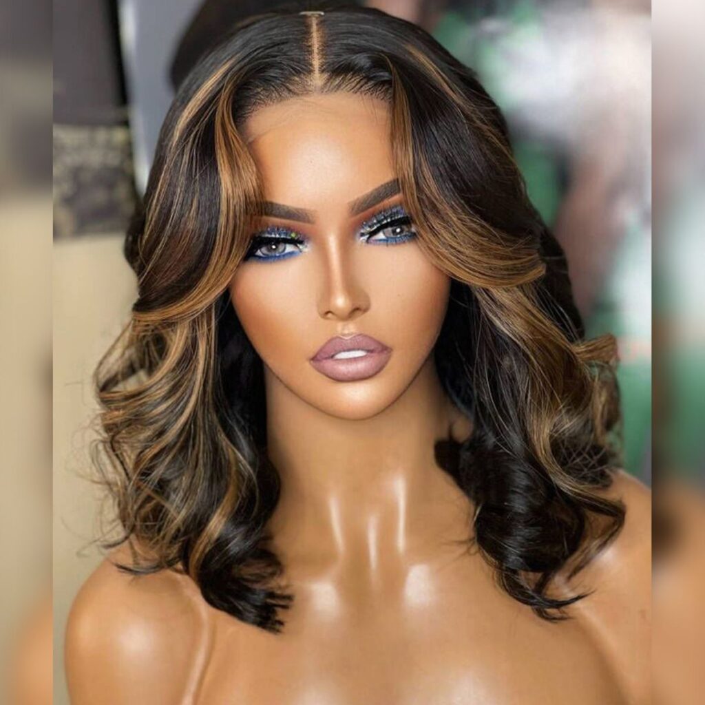 Ready To Go Highlight Loose Body Wave Pre Cut 6x5 Lace Short Bob Wig Pre Bleached Knots 4148