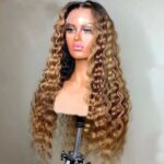 Highlight honey blonde with dark roots loose deep wig Tinashe Hair