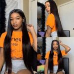 Long straight lace front wig