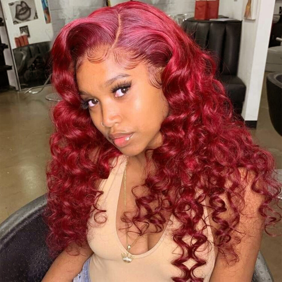 Red Color Loose Deep Undetectable Lace Front Wig Trendy Color Human ...