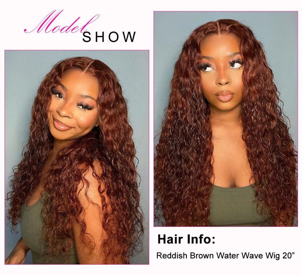Reddish brown water wave lace wig