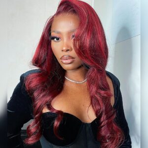 Tinashe hair burgundy wig with red highlights
