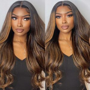 Tinashe hair ombre highlight brown body wave wig
