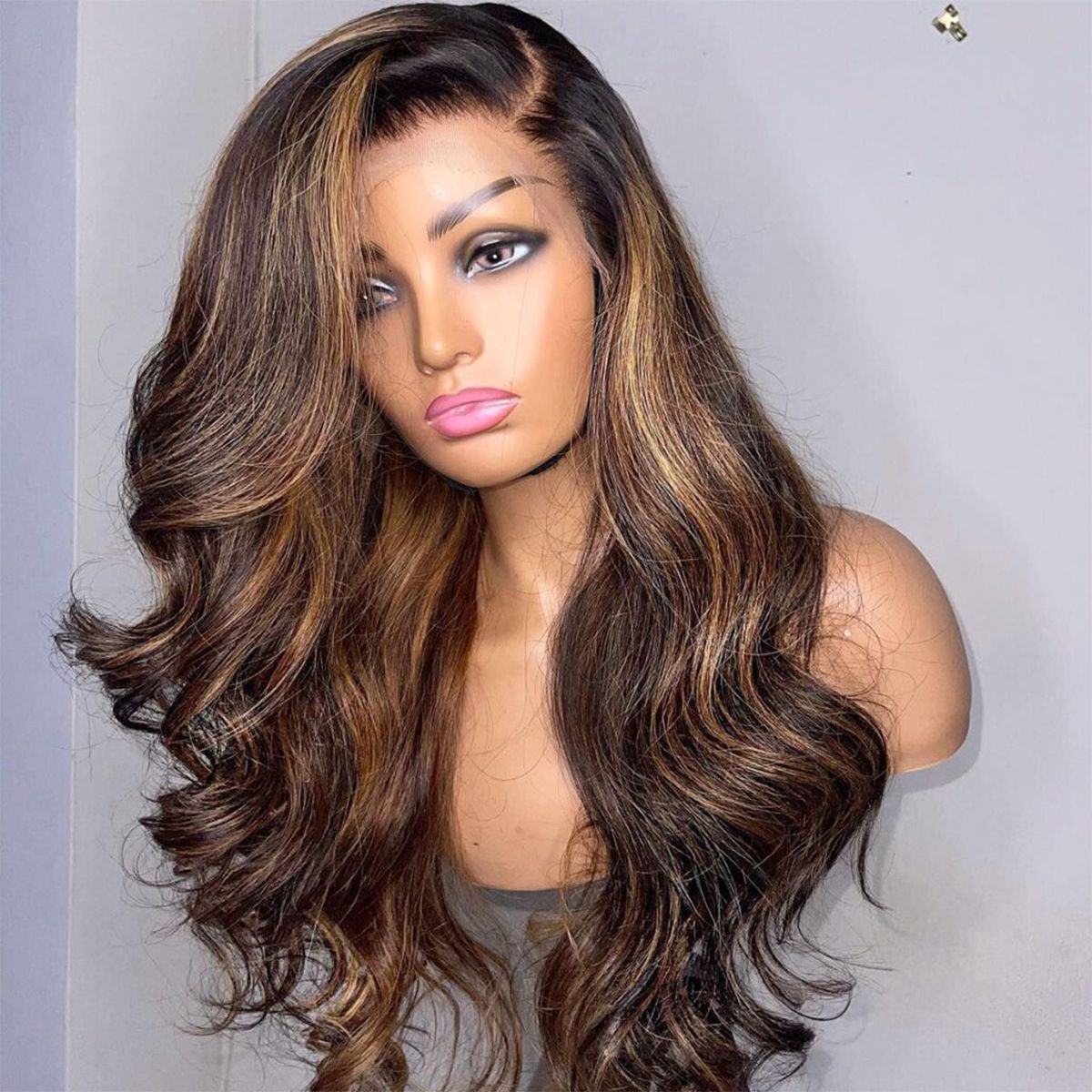 Tinashe hair ombre highlight brown body wave wig