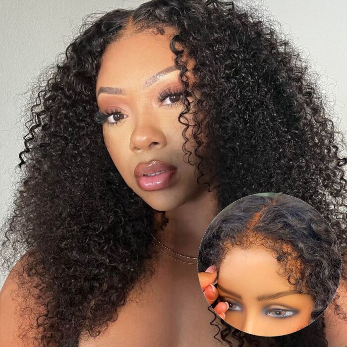 4c Edges Hairline Curly Hair 5x5 13x4 Lace Front Wig With Realistic