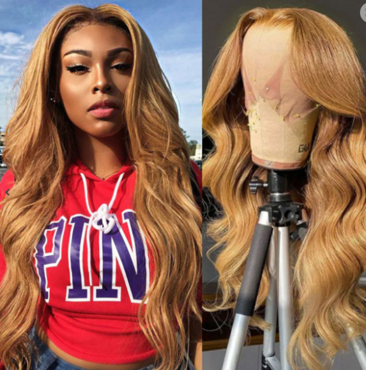 #27 Honey Blonde Body Wave Wig 5×5 13×4 HD Lace Front Wig 180% Human Hair Wig