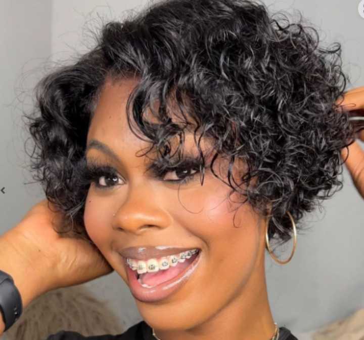 Pixie Cut Water Wave Short Bob Wig Bouncy Curly Glueless Lace Front Wigs