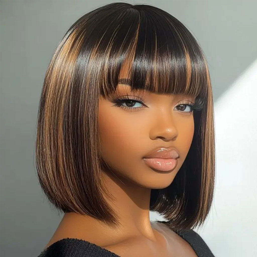 Tinashe hair highlight bob wig with bangs 2