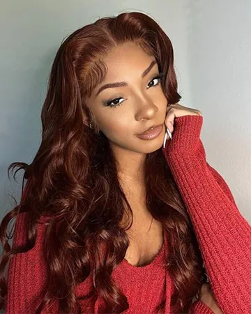 reddish brown color boey hd wig