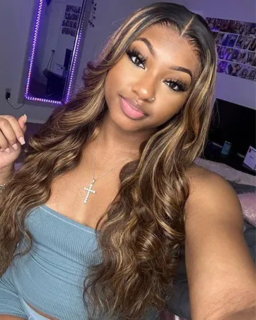 ombre highlight brown body wig