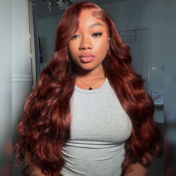 Tinashe hair glueless reddish brown body wave wig (2)