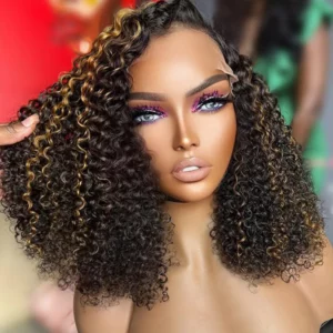 Tinashe hair glueless highlight brown curly bob wig (4)