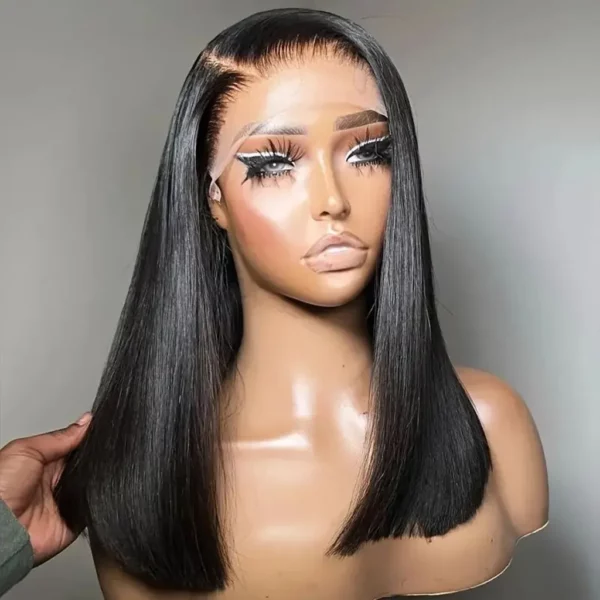 Blunt Cut Straight Wig Glueless Pre Cut 6x5 Lace Closure Wig Bleached Knots Shoulder Length 3050