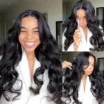 Tinashe hair curtain bangs glueless body wave wig