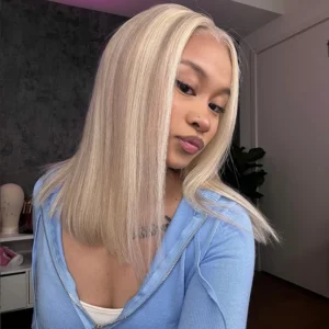 Tinashe hair blonde highlight straight bob wig