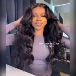 Tinashe hair curtain bangs loose body wave wig