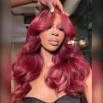 Tinashe hair 99j body wave curtain bangs wig