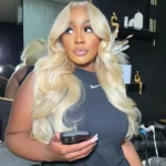 Tinashe hair blonde body wave wig with curtain bangs (1)