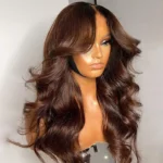 Tinashe hair brown body wave wig with curtain bangs (1)