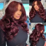 Tinashe hair dark burgundy layer loose wave wig 4