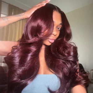 Tinashe hair dark burgundy layered loose wave wig (1)