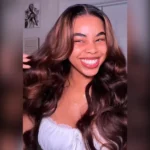 Tinashe hair glueless highlight brown body wave wig 2