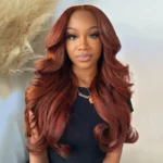 Tinashe hair reddish brown body wave wig with bangs (3)