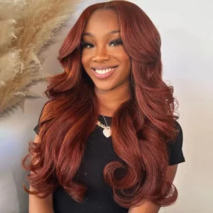 Tinashe hair reddish brown body wave wig with bangs (4)