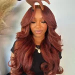 Tinashe hair reddish brown body wave wig with bangs (5)