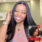 Straight wig with short water wave wig